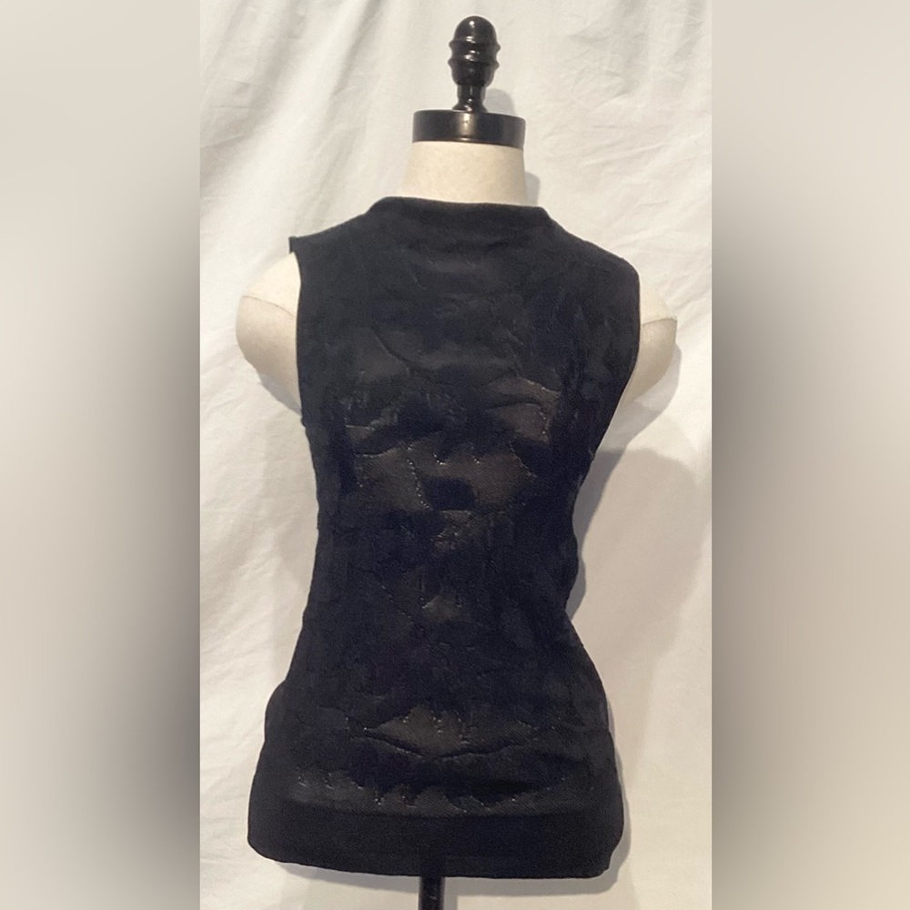 Armani Collezioni Black Textured Tank Top